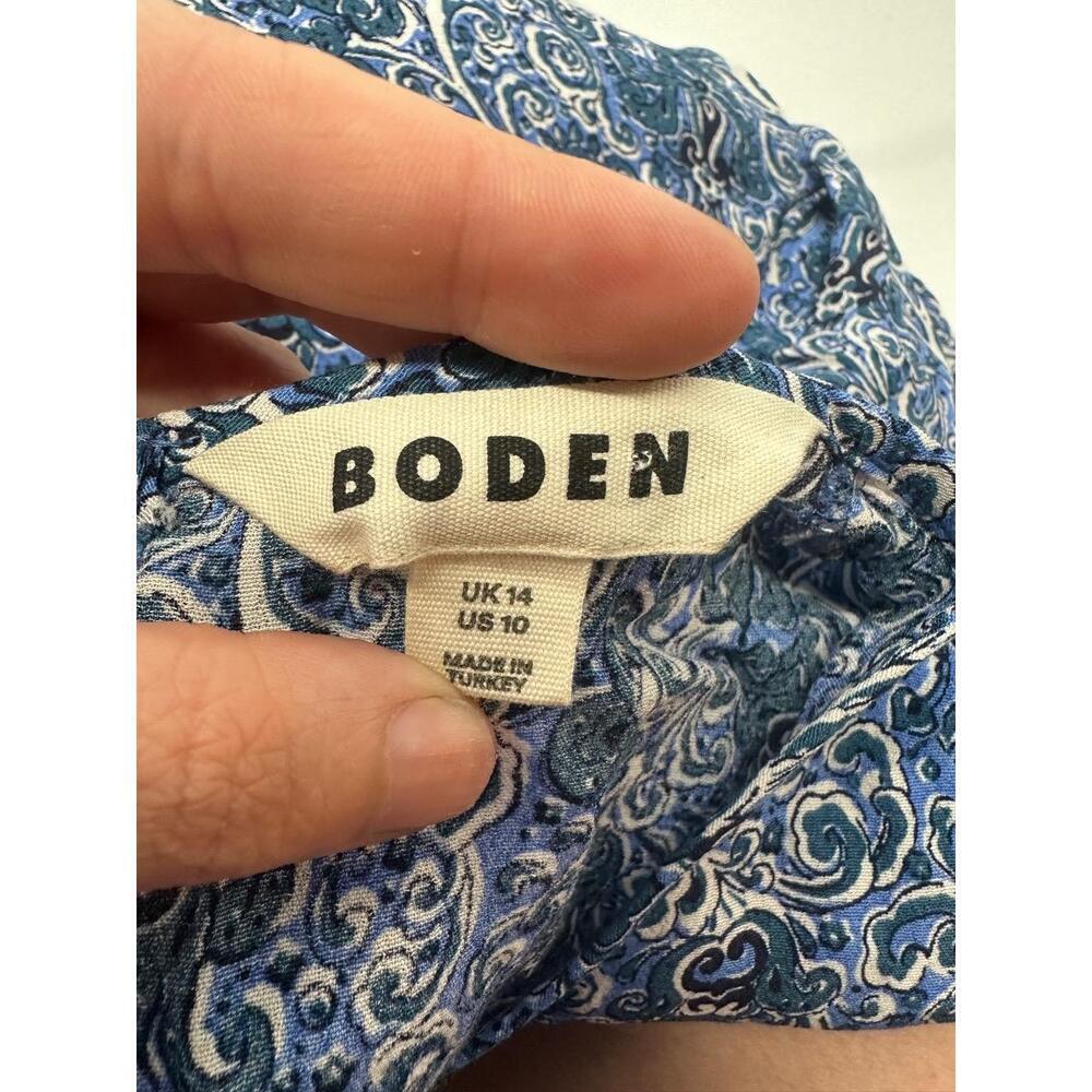 Boden Blouse Blue Print Long‎ Sleeve Crew Neck Contemporary Size US 10 - Picture 3 of 4